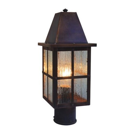 Arroyo Craftsman 6" Hartford Post Mount, Black, Rain Mist Glass HP-6RM-BK